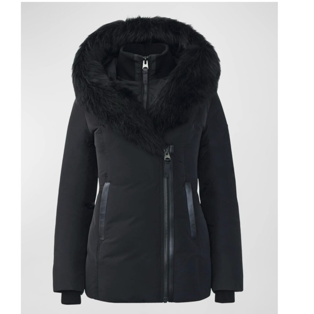 Mackage Black Puffer Jacket with Faux Fur Hood